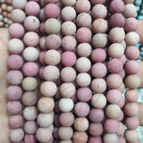 4-12mm Matte Frost Pink Rhodonite Beads 15''