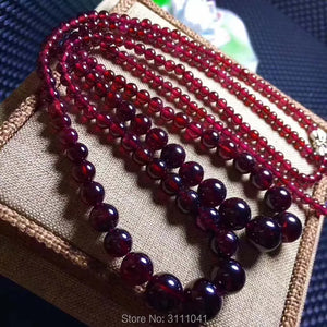 4-12mm Red Garnet Round 18in Necklace Nature Gemstone