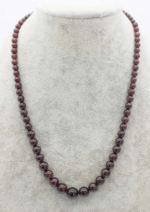 4-12mm Red Garnet Round 18in Necklace Nature Gemstone