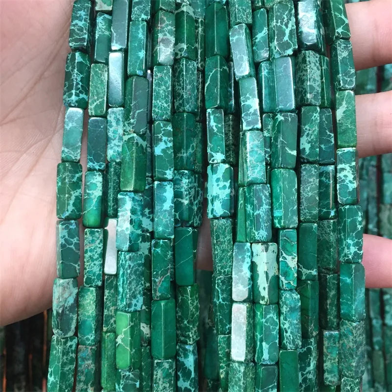 4*13MM Deep Green Sea Sediment Turquoise Small Beads