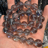 4-14mm Clear Quartz Beads Round Grey Plated Coated Rinbow Crystal DIY Beads