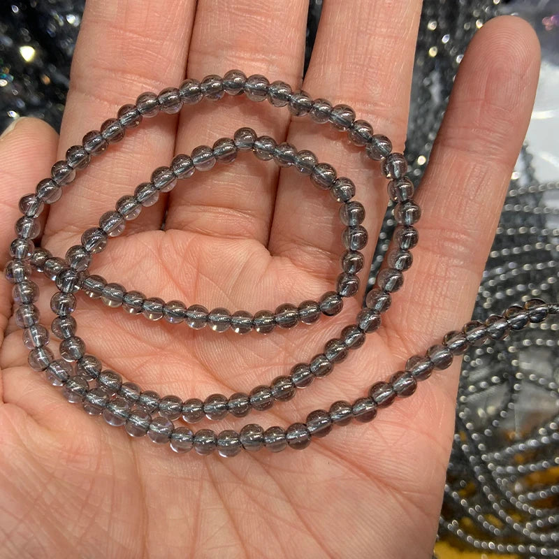 4-14mm Clear Quartz Beads Round Grey Plated Coated Rinbow Crystal DIY Beads