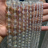 4-14mm Clear Quartz Beads Round Plated Coated Rainbow Crystal DIY Loose Beads
