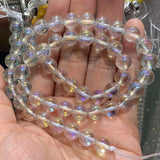 4-14mm Clear Quartz Beads Round Plated Coated Rainbow Crystal DIY Loose Beads