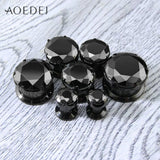 4-16mm Crystal Plugs & Tunnels Ear Gauges Stainless Steel Screw Fit 8mm
