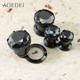4-16mm Crystal Plugs & Tunnels Ear Gauges Stainless Steel Screw Fit 8mm
