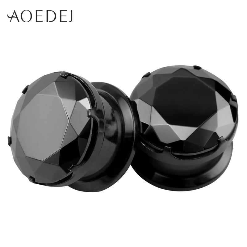 4-16mm Crystal Plugs & Tunnels Ear Gauges Stainless Steel Screw Fit 8mm
