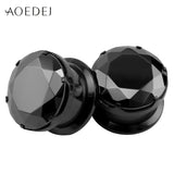 4-16mm Crystal Plugs & Tunnels Ear Gauges Stainless Steel Screw Fit 8mm