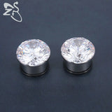 4-16mm Ear Plug Tunnel Crystal Silicon Rings Surgical Steel Ear Plug