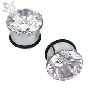 4-16mm Ear Plug Tunnel Crystal Silicon Rings Surgical Steel Ear Plug