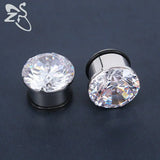 4-16mm Ear Plug Tunnel Crystal Silicon Rings Surgical Steel Ear Plug