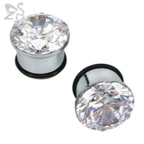 4-16mm Ear Plug Tunnel Crystal Silicon Rings Surgical Steel Ear Plug