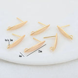 14K Plated Brass Oval Stud Earrings Pins 4*22MM