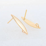 14K Plated Brass Oval Stud Earrings Pins 4*22MM