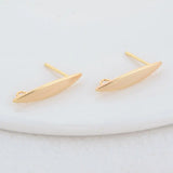 14K Plated Brass Oval Stud Earrings Pins 4*22MM