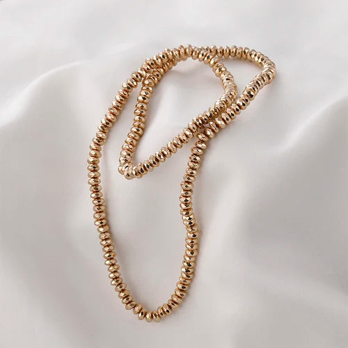 Gold-Plated Gallstone Faceted Wheel Flat Bead Spacer DIY Bead Material