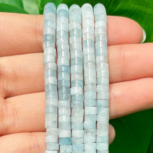 4*2mm Natural Aquamarines Stone Beads Rondelle Spacer for DIY Jewelry