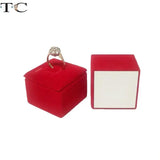 Red Velvet Square Base Ring Display Rack