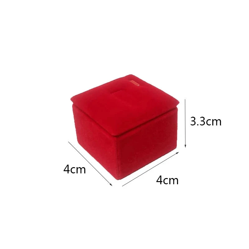 Red Velvet Square Base Ring Display Rack