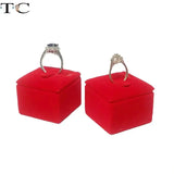 Red Velvet Square Base Ring Display Rack