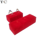 Red Velvet Square Base Ring Display Rack