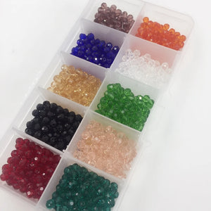 1000Pcs/Box Mix 10 Colors Round Glass Crystal Beads Jewelry Loose Bead