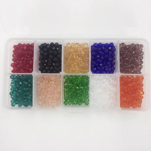 1000Pcs/Box Mix 10 Colors Round Glass Crystal Beads Jewelry Loose Bead