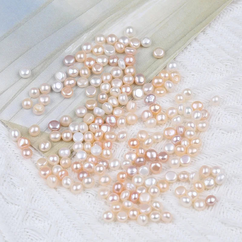 4.5-5mm Flat Button Loose Pink Purple Freshwater Pearl Beads