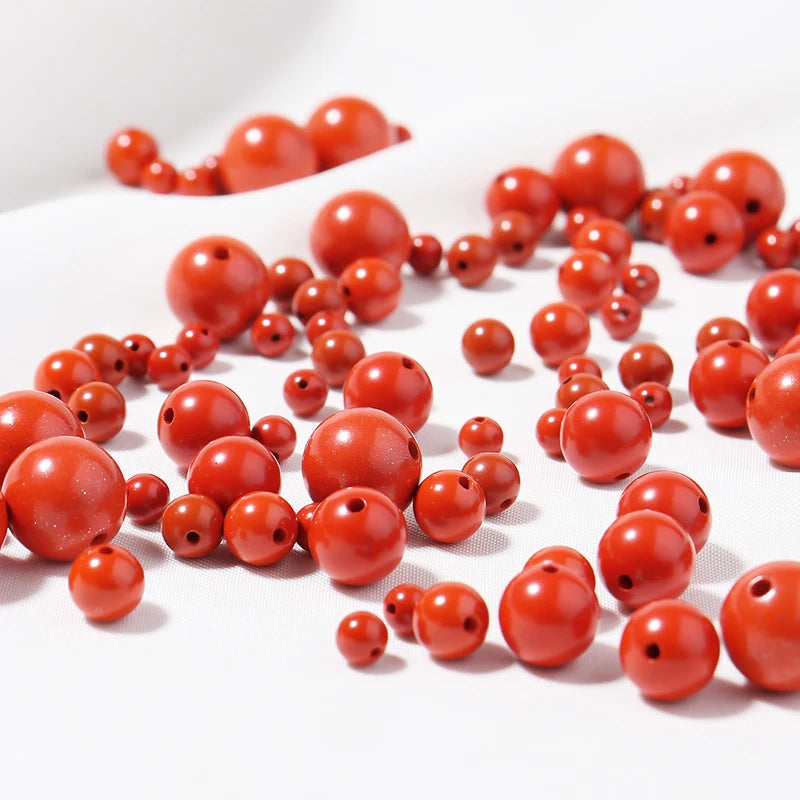 Red Cinnabar Beads Round Natural Stone Spacer Beads for Jewelry Making
