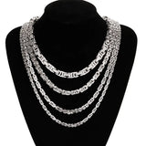 Men's Stainless Steel Choker Long Necklace Byzantine Box Chain