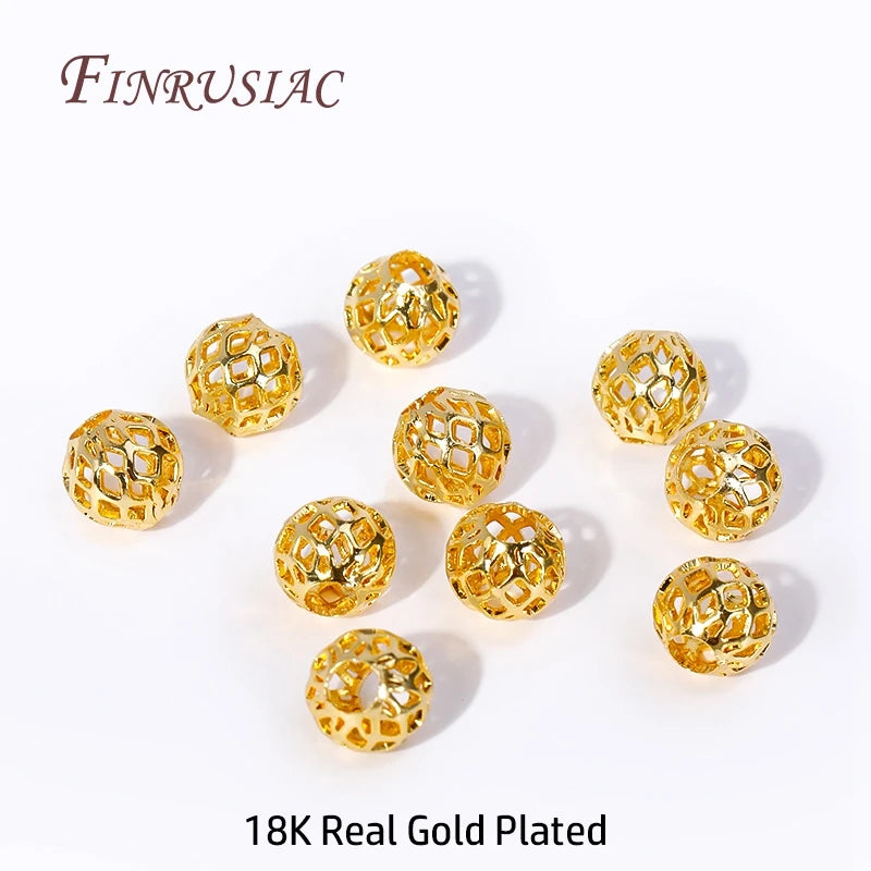 4/5/6/8MM Brass Spacer Beads 18K Plated Jewelry Accessories