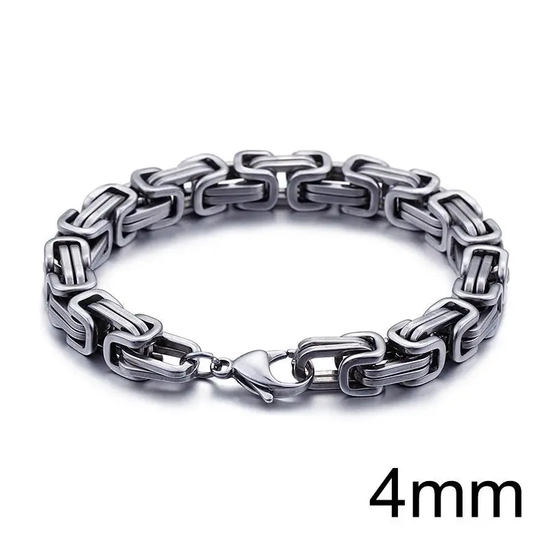 4/5/6/8mm Stainless Steel Chain Bracelet For Men