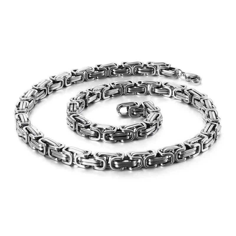 Royal Box Chain Necklace For Men Stainless Steel Long Necklace