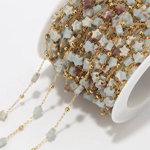 4.5MM Natural Stone Beads Chain with Stainless Steel for Jewelry Making DIY