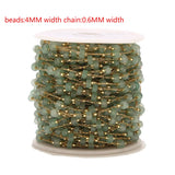 4.5MM Natural Stone Beads Chain with Stainless Steel for Jewelry Making DIY