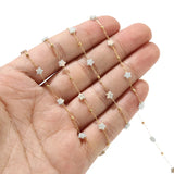 4.5MM Natural Stone Beads Chain with Stainless Steel for Jewelry Making DIY