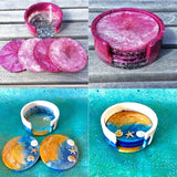 4/5Pcs Crystal Epoxy Resin Coaster Silicone Mold for Cup Mat Making