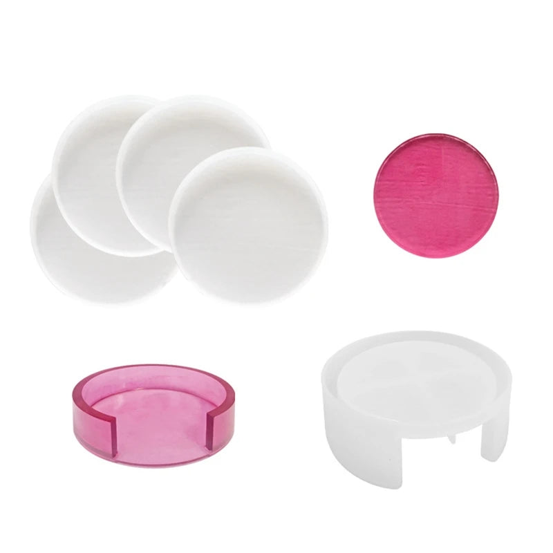 4/5Pcs Crystal Epoxy Resin Coaster Silicone Mold for Cup Mat Making