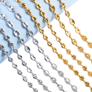 Stainless Steel Coffee Beaded Nose Chain Necklace Silver/Gold