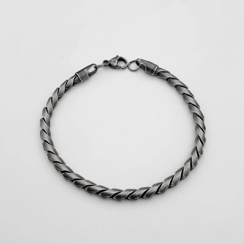 Stainless Steel Cuban Link Chain Bracelet Retro Men Bracelet Friends
