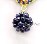 4-5mm Natural Round Pearl 18-19mm Round Ball Pendant 17'' Necklace