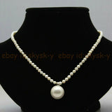 4-5mm Natural Pearl & 14mm Round Shell Pearl Necklace