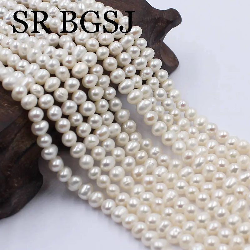 4-5mm Round Natural Freshwater Pearl Beads Jewelry Making 14''