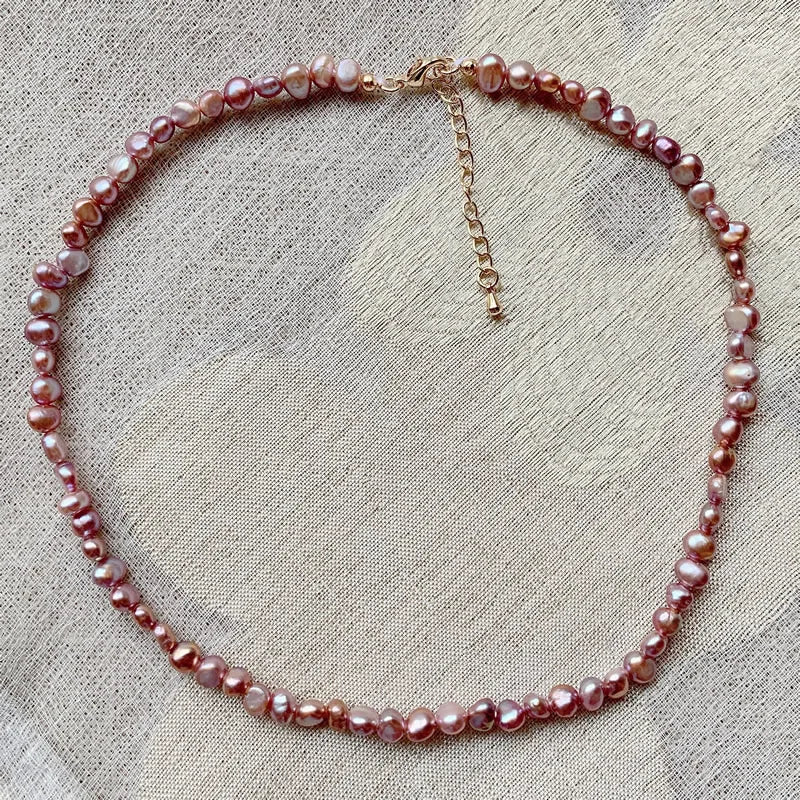 Small Baroque Pearl Choker Necklace for Women 37cm