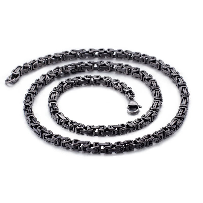 4/5mm Titanium Stainless Steel Long Chain Necklace For Men Punk Chains