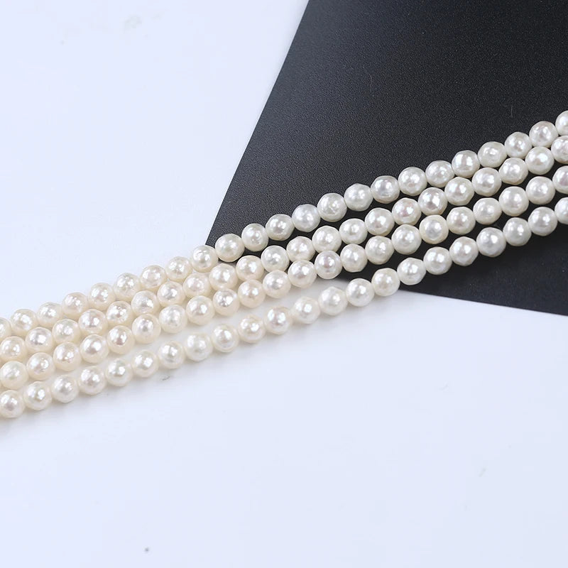4-5mm Freshwater Pearl Bead Carved Pearl Necklace