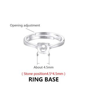925 Silver Ring Base Tray Men Women DIY Setting Accessory
