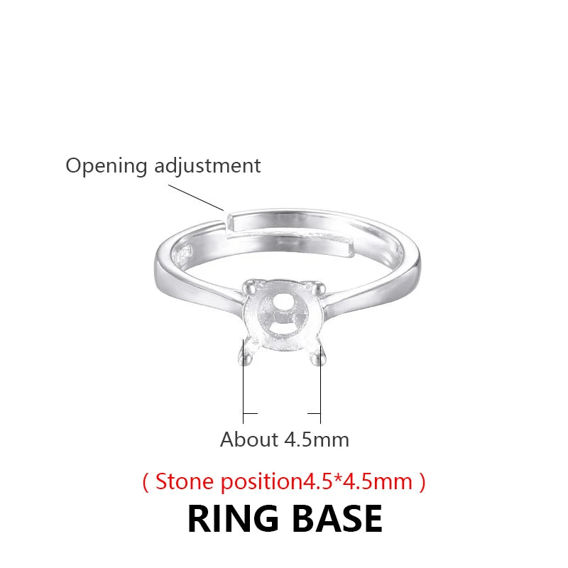 925 Silver Ring Base Tray Men Women DIY Setting Accessory