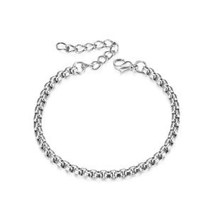 6.5mm Stainless Steel Box Link Chain Bracelet Men Women Punk Wrist Jewelry