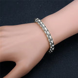 6.5mm Stainless Steel Box Link Chain Bracelet Men Women Punk Wrist Jewelry